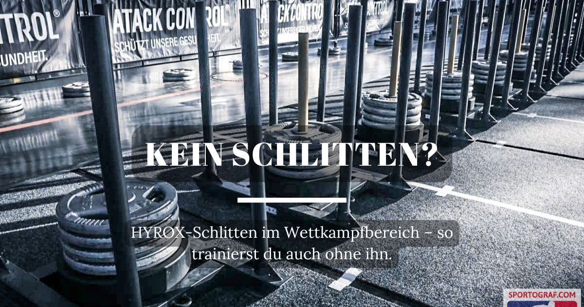HYROX-Schlitten in der Wettkampfzone, bereit für Sled Push & Pull.